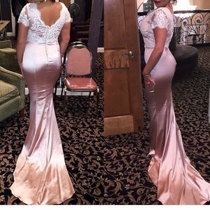 Lace and silk long dress